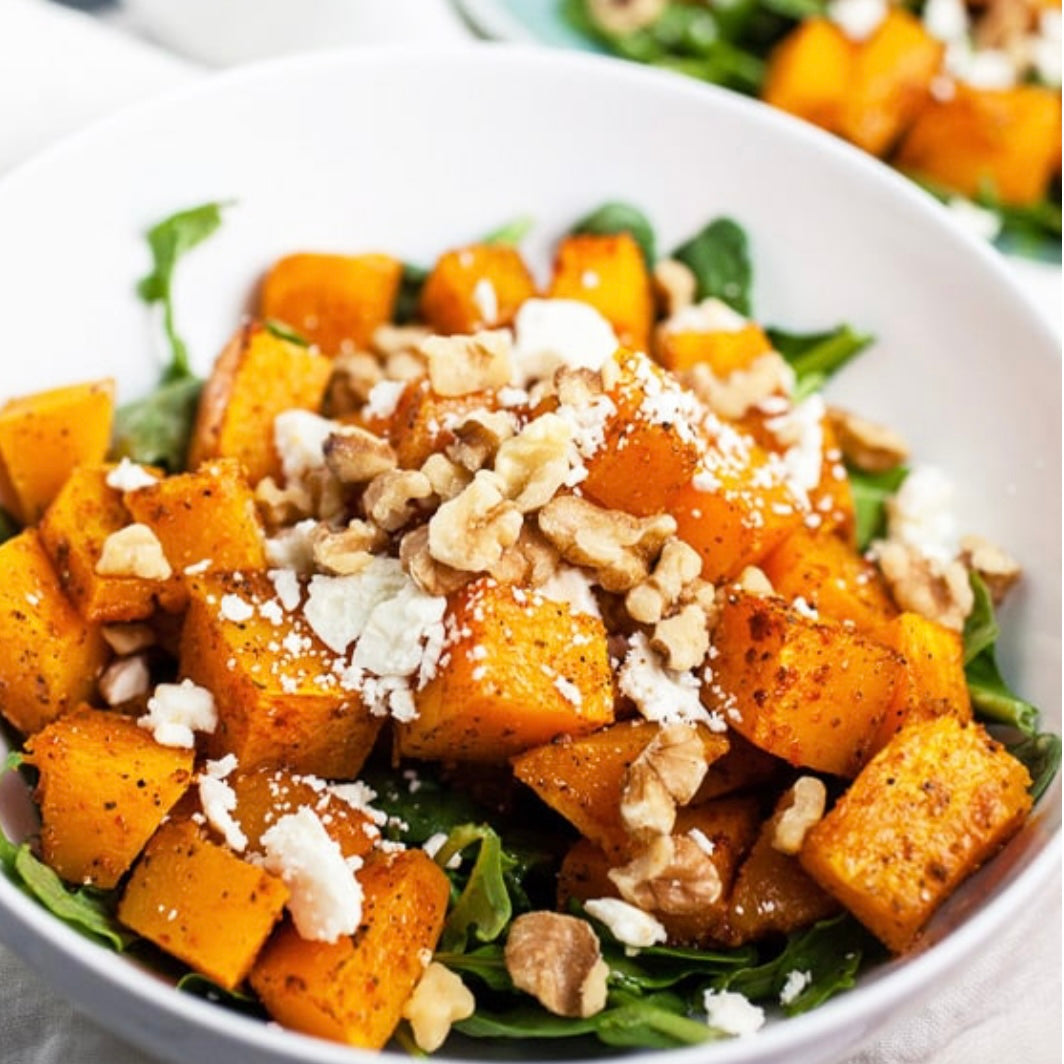 Butternut Squash Feta &  Chicken Arugula Salad