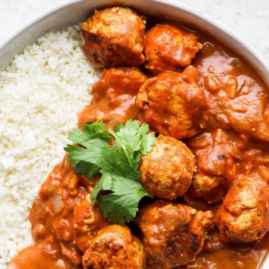 Chicken Tikka Masala Meatballs White Rice or Broccoli