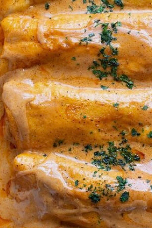 Cheesy Beef or Chicken Enchiladas Rojo w/Mexi Rice & Black Beans